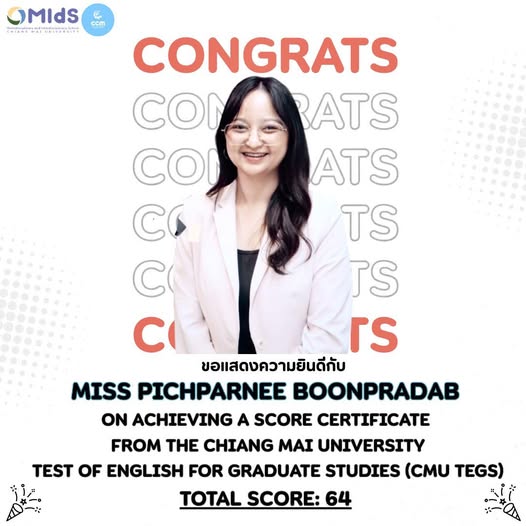 Congratulations on achieving a Score Certificate from the Chiang Mai University